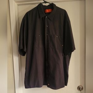 Dickies 3XLT Short Sleeve Work Shirt Black Button Front Uniform